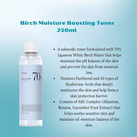 Anua Birch 70 + Hyaluron Moisture Boosting Toner
