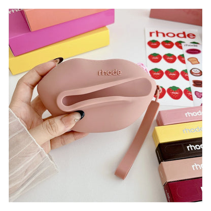 Rhode Silicone Wristlet Pouch with Lip Gloss Set