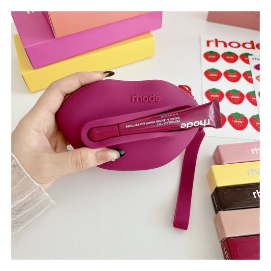 Rhode Silicone Wristlet Pouch with Lip Gloss Set