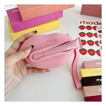 Rhode Silicone Wristlet Pouch with Lip Gloss Set
