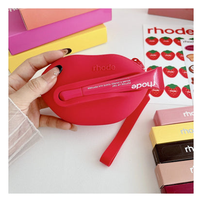 Rhode Silicone Wristlet Pouch with Lip Gloss Set